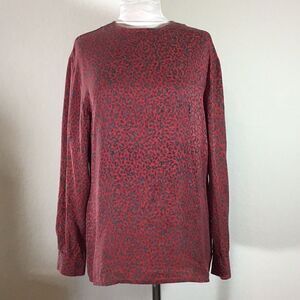 Doncaster Silks Women’s Vintage Blouse Silk Red/Gray Animal Print Size 10